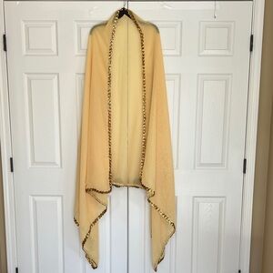 Light Yellow Women's Scarf Wrap with Gold Trim
